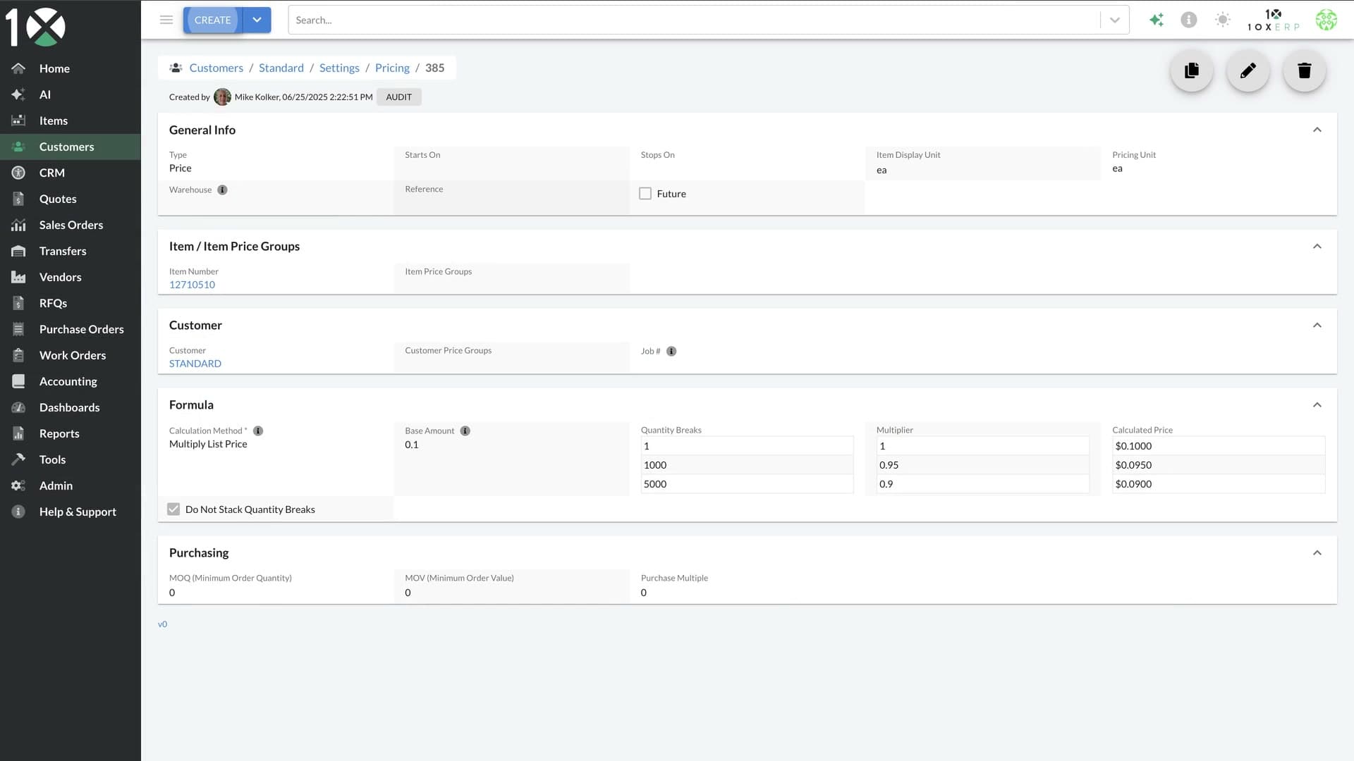 Configure, Price, Quote in 10X ERP